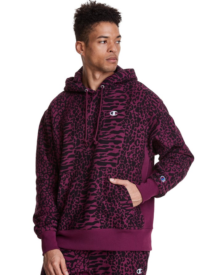 Champion Reverse Weave All Over Print - Miesten TummanVioletit Huppari - Suomi 4603172-WU